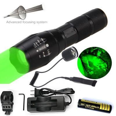 Green Light Hunting Remote Pressure Switc Zoomable Tactical LED Flashlight Set