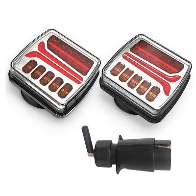 Wireless LED Magnetic Lights Kit for Trailer Tractor Rechargeable Magnetic Tail Lamp Kit with Case