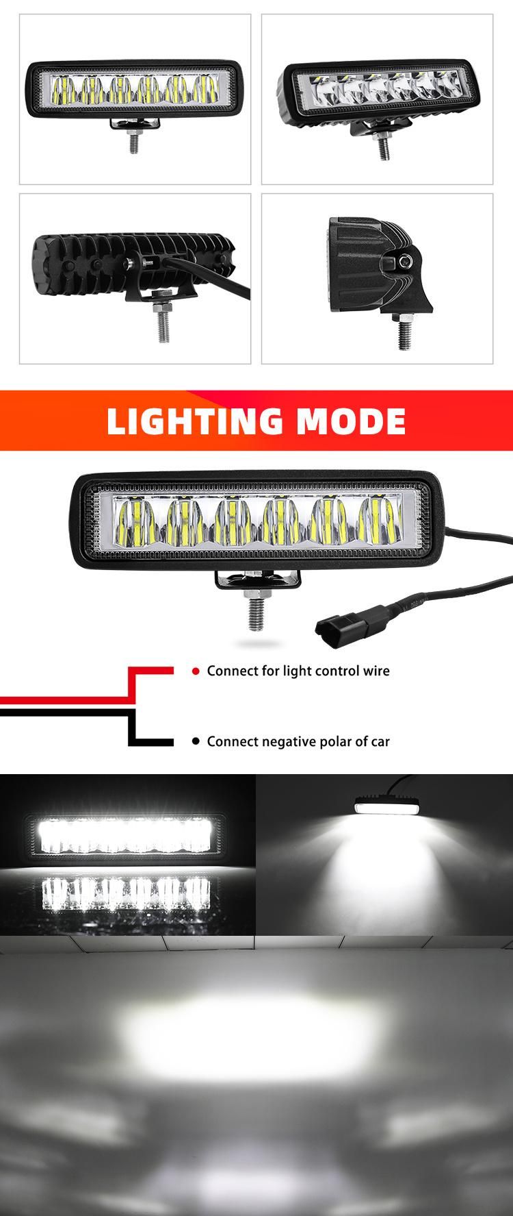 Newest 6500K White 12V 30W Car Truck LED Lights, Tractor Waterproof 6 Inch LED Work Light Bar