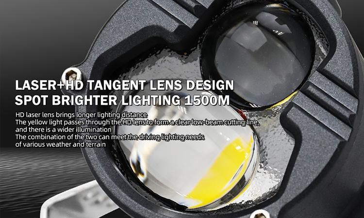 1lux@1500m 60W 3inch Three Color Auxiliary Lamp High Low Beam White Yellow Lens Fog Lights Offroad Motorcycle Car Mini Laser LED Work Driving Lights for Toyota