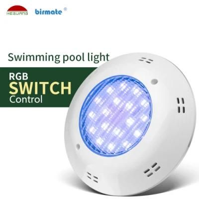 High Quality Plastic 25W 2 Wires RGB Switch Control IP68 Waterproof Underwater LED Swimming Pool Light