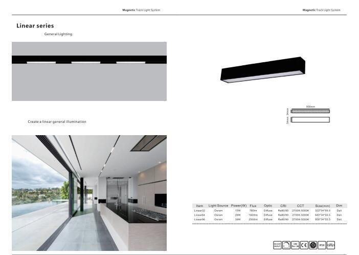 2019 New Model 24V 10W 20W Magnetic LED Track Linear Light