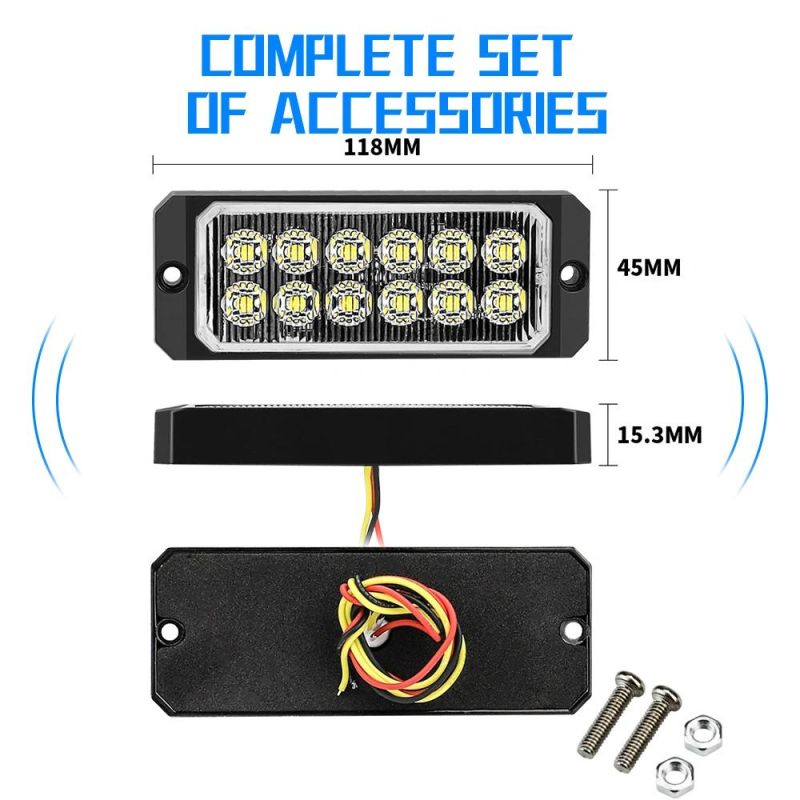 Dxz 12V 24V 12 LED Flash Lamp Vehicle Truck Side Marker Emergency Beacon Lights LED Strobe Warning Light