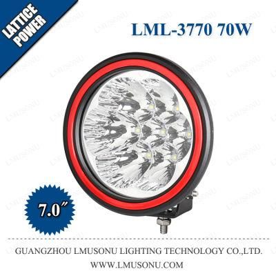 7.0 Inch 70W Motorcycles Round Truck 4X4 off-Road Vehicles LED Auxiliary Driving Lamps Lights Lattice Power for 4WD SUV ATV