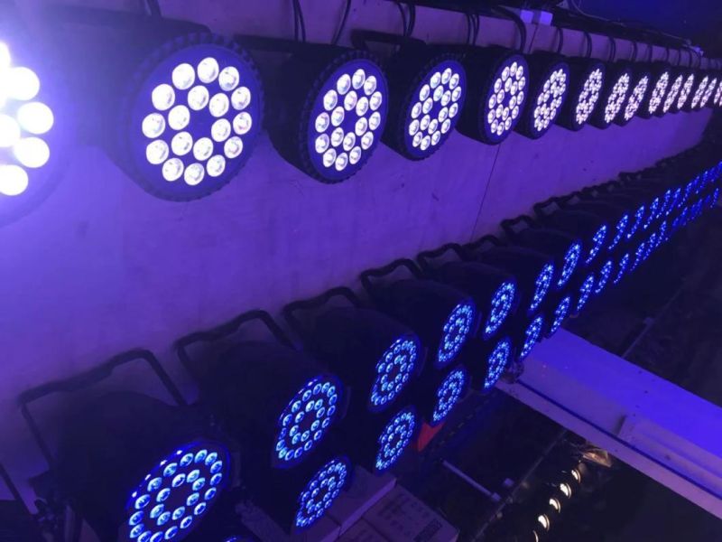 18*18W Slim LED PAR Light RGBWA+UV 6 in 1 Spot Wash DMX Flat Parcan for Stage Wedding Club DJ Show