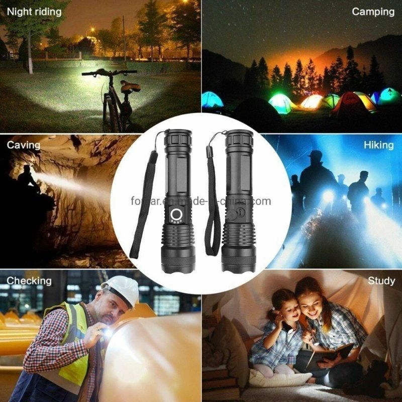 Wholesale High Lumen Portable LED Torch Light 5 Modes Zoomable Torch Lamp Water Resistant Handheld Flashlights for Camping Outdoor Aluminum Alloy LED Flashlight