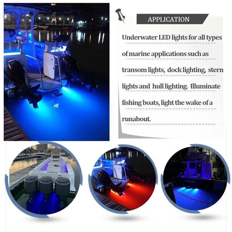 IP68 1/2" NPT Threads 12V LED 9W Underwater Drain Plug RGB Blue Light for Boat Swimming Pool