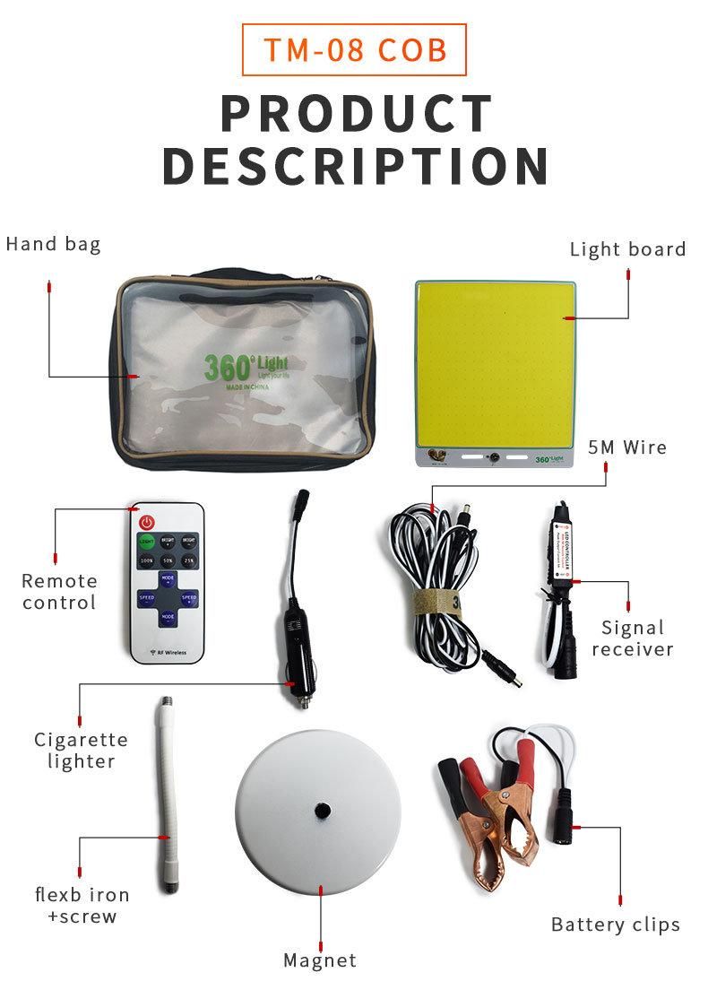 360 Light Hot Sale Portable Magnet Base COB Camping Light Outdoor & Indoor Emergency Lighting
