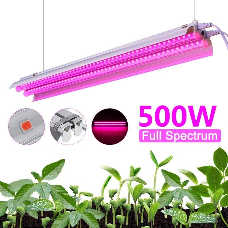 New LED Grow Lights 500W Full Spectrum Growing LED Lamp Lighting 50cm Double Tube Plant Chandelier for Hydroponic Indoor Plants