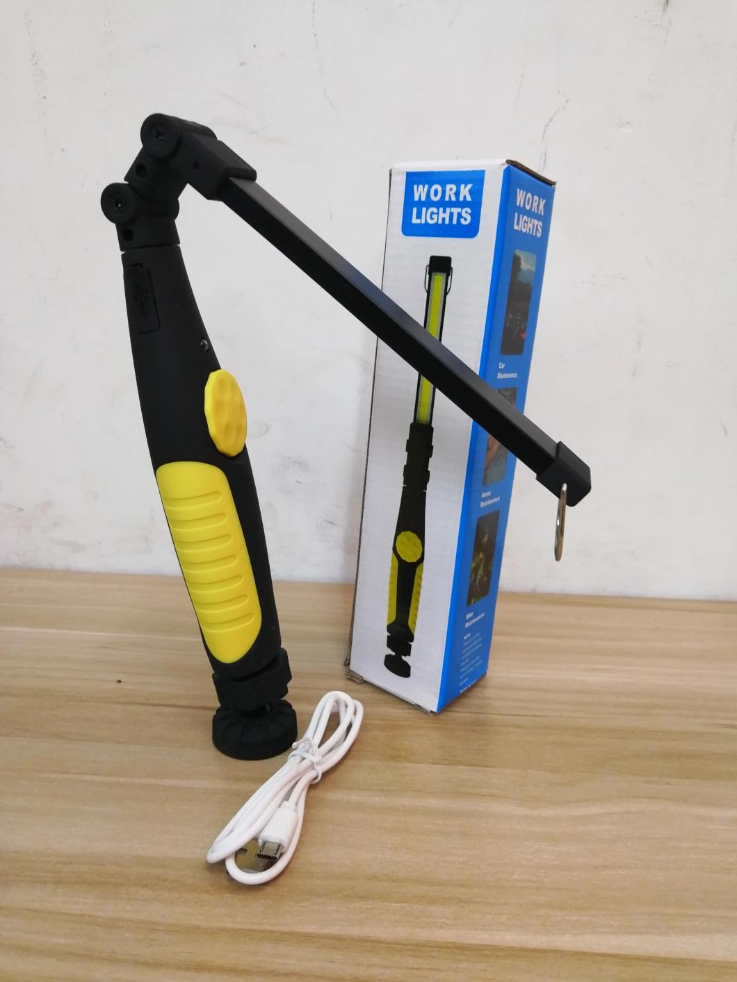 USB Rechargeable Portable COB Flood Beam LED Work Repair Tool Flashlight Hand Torch with Magnetic