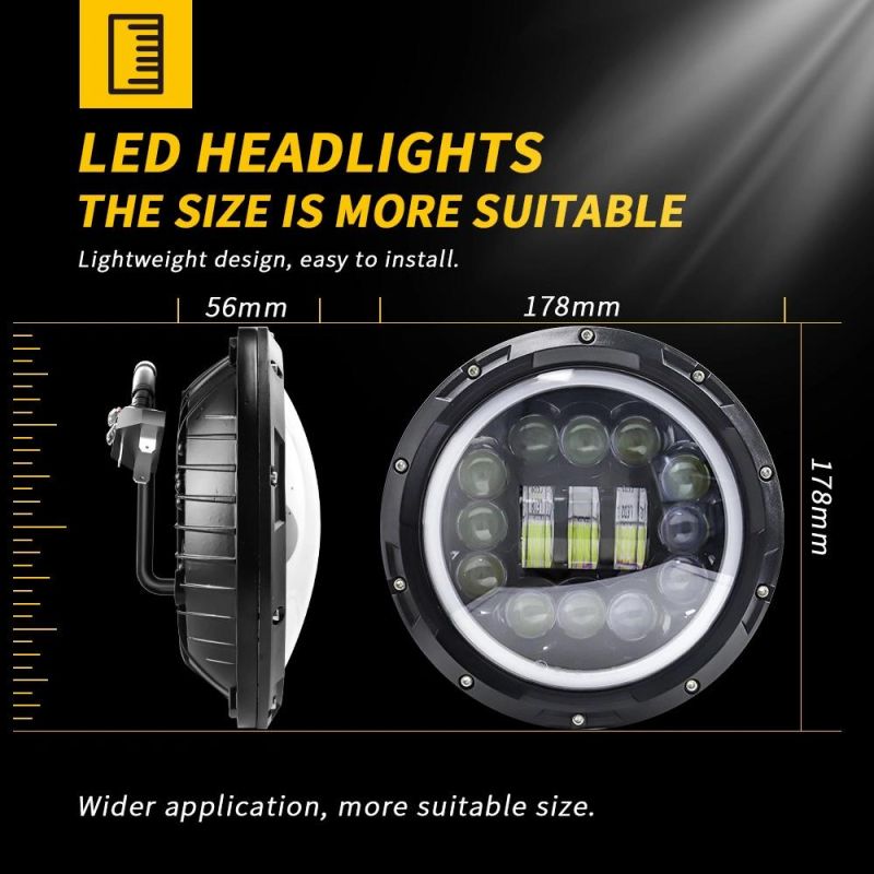 Dxz Waterproof Car Driving Front Light 60W Hi/Lo Offroad Auto Round LED Headlight for Jeep Wranlger
