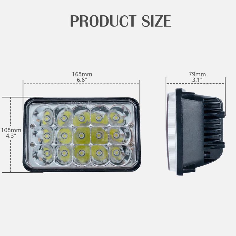 4X6inch LED High/Low Sealed Beam Rectangular Headlamp