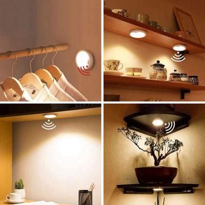 DC12V 3W Under Cabinet Closet Wardrobe Showcase Counter Task LED Puck Cabinet Light with Hand Wave Sensor Switch