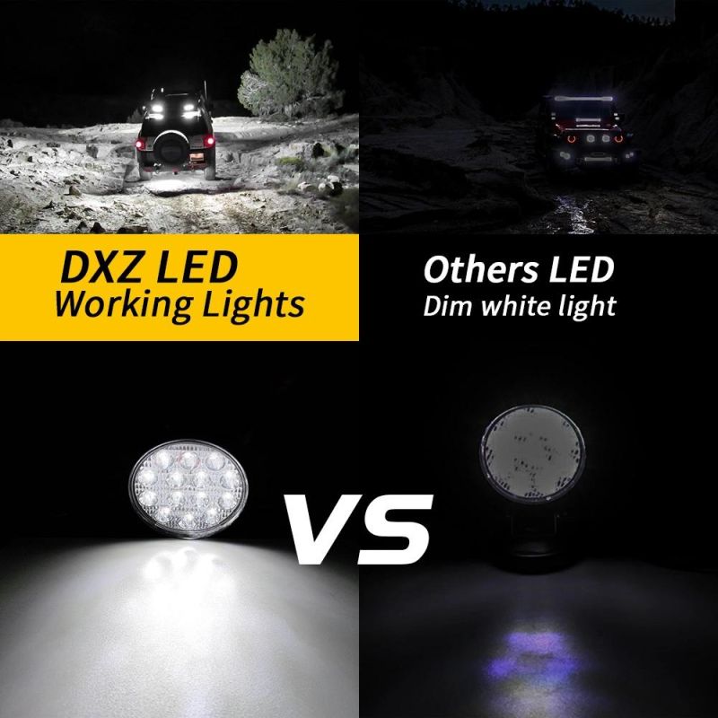 Dxz Car LED Work Light 4inch 14LED 42W 42mm Round Square Auxiliary Modification Headlight Luz De Trabajo Llevada