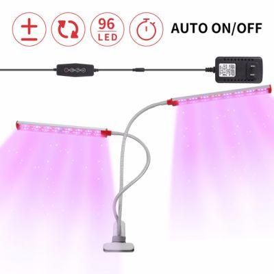 Dual Head 50W Dimming Timer Clip LED Grow Light for Indoor Plants Hydroponics Garden Home Office Grow Lighting