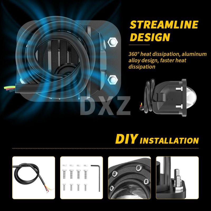 Dxz Round LED Bi-Color Spotlight 3 Inch Round Spotlight off-Road IP67 Waterproof LED Pod LED Work Light Driving Light