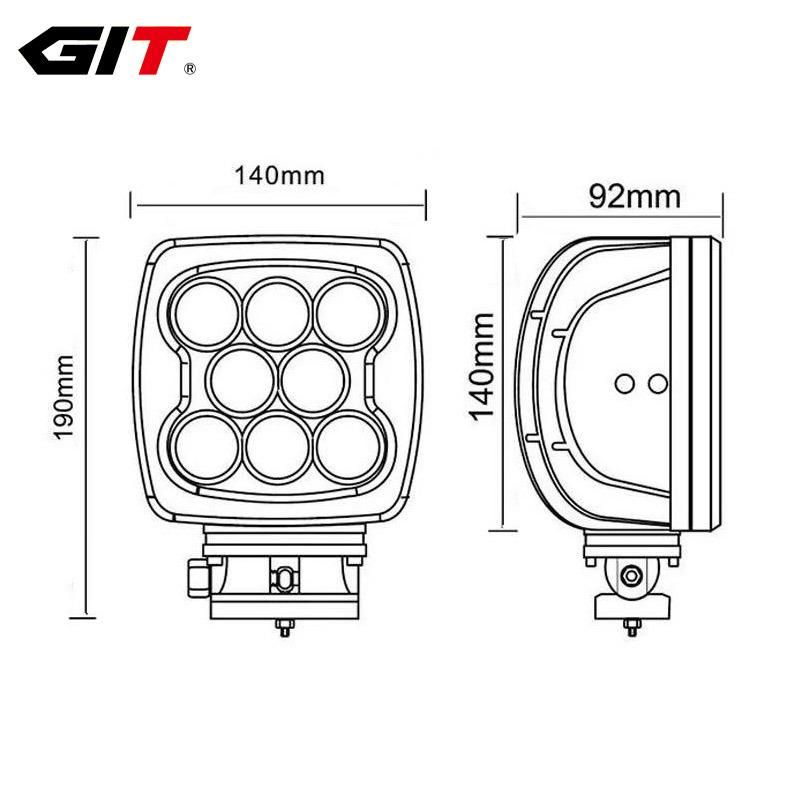 High Power Square 80W 6inch 12V/24V CREE LED Work Light for Offroad Truck Tractor Forklift (GT16102-80W)