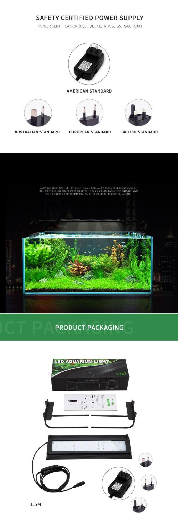 LED Lighting for Aquariums 31.5W with Remote Control (MA03-FT60 PRO)
