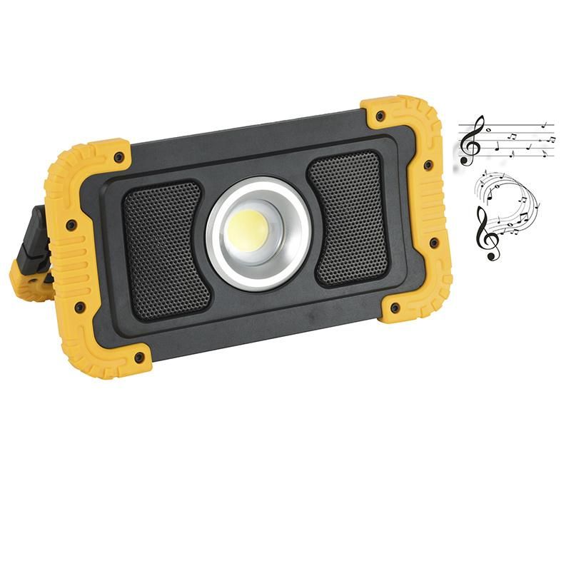 Wholesale Camping Inspection Spotlight Rechargeable 20W Working Lamp with Bluetooth Speaker 1200 Lumen 8000mAh Built-in Battery COB LED Work Light