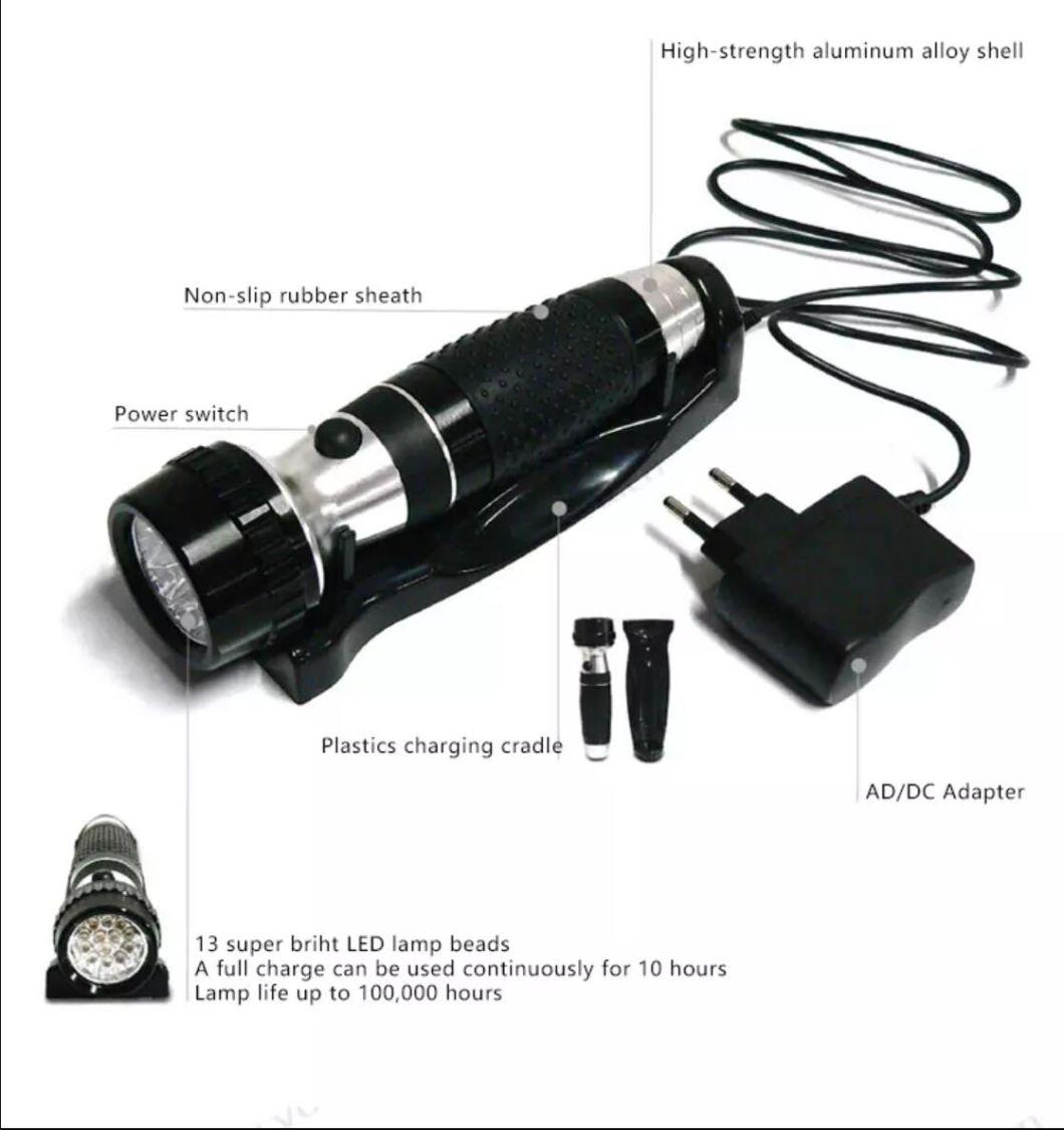 Shenone 13 LED Hotel Torch Light Aluminum Rechargeable Hanging Hotel Flashlights White Light Brightest Wall Mounted Emergency Flashlight