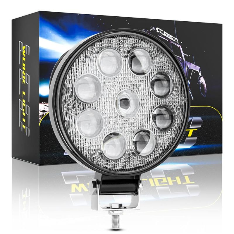 Dxz 4inch 9LED 27W 32mm LED Work Light Convex Mirror Offroad Vehicle Bulb Truck Lamp 12V 24V Round