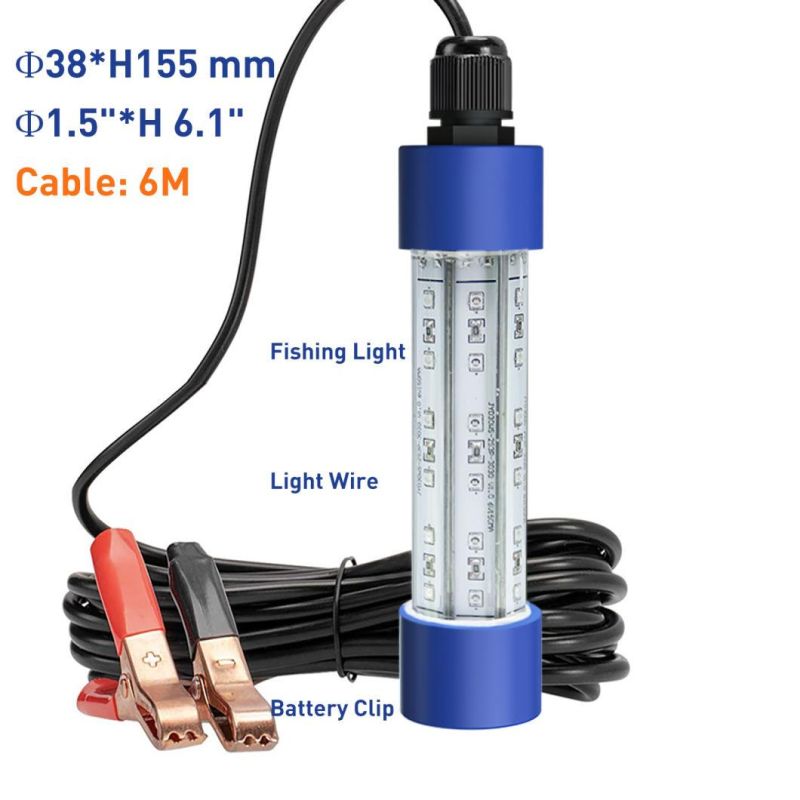 Ice Fishing Tool 12V 100W Float LED Green Underwater Fishing Signal Light with 10-30 Meter Cable and Clips