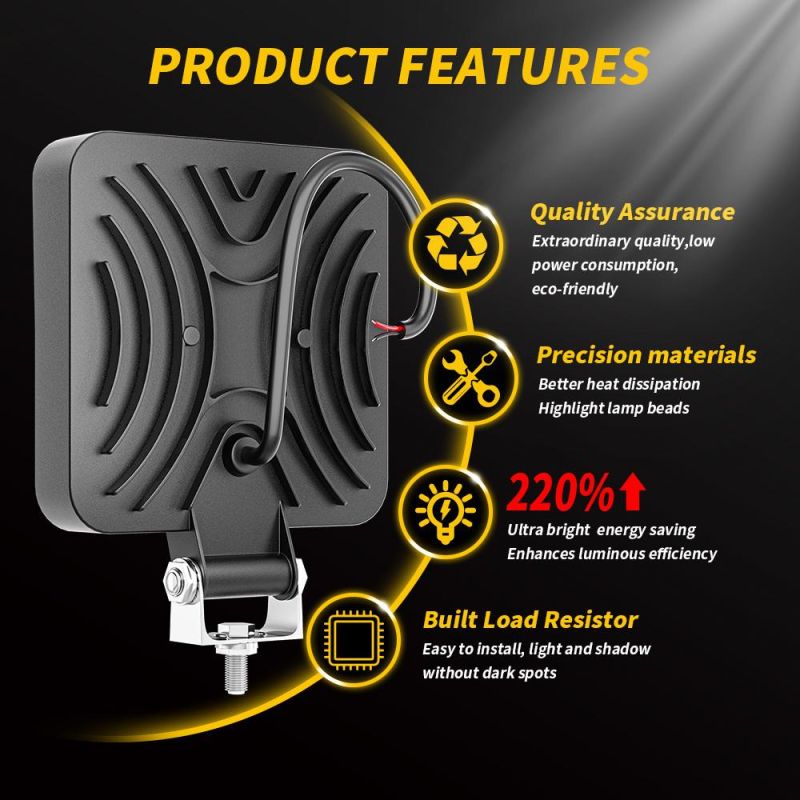 Dxz Factory 4inch 25mm 48W Lamp Square Waterproof Driving Car Truck Offroad Headlight Outdoor LED Work Light