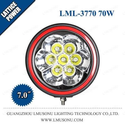 7.0 Inch 70W Round Truck 4X4 off Road LED Driving Lamp Auxiliary Light Lattice Power for 4WD SUV ATV