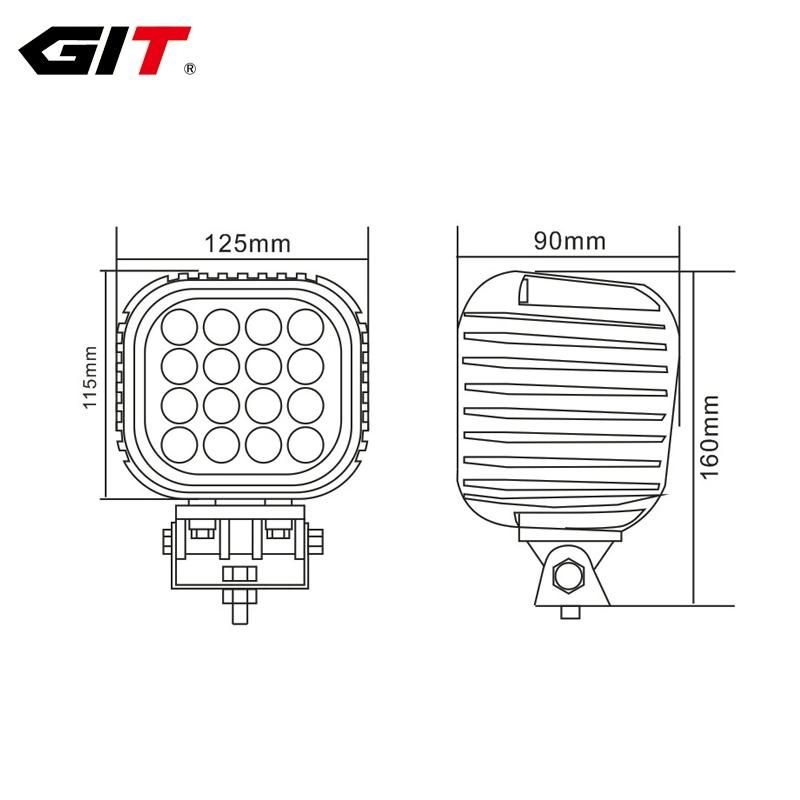 Hot Sale Square 48W 5" Blue CREE 12V/24V LED Spot Work Light for Agriculture Sprayer (GT15105-48W Blue)