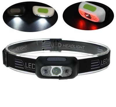 Wholesale Waterproof LED Head Torch with Red Warning Lights 5 Flash Modes Adjustable Emergency Headlight Portable Camping LED Headlamp