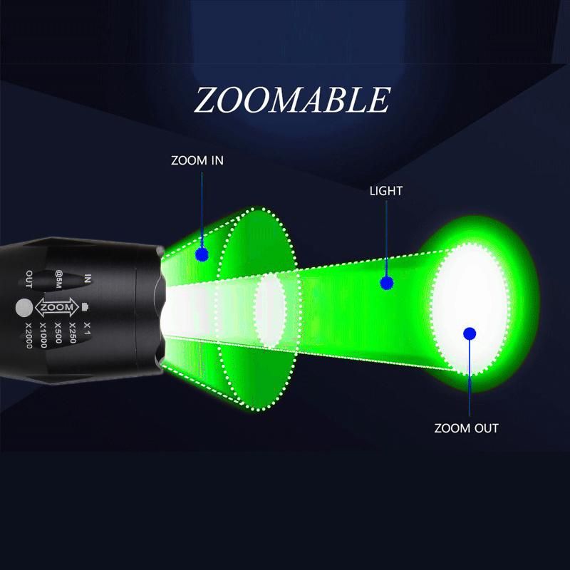 Green Light Hunting Remote Pressure Switc Zoomable Tactical LED Flashlight Set