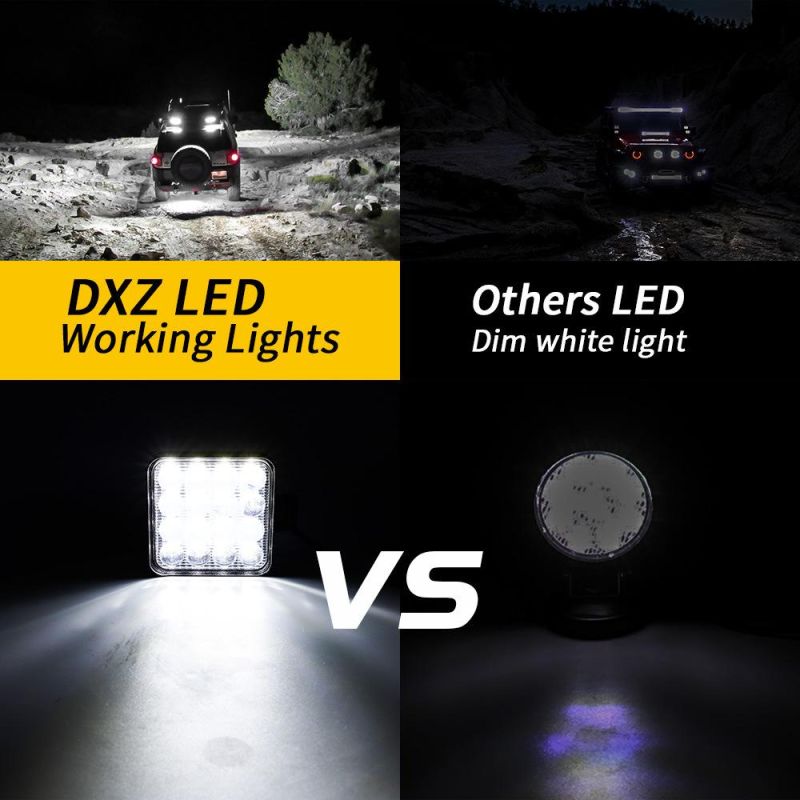 Dxz Mini 3inch 16LED 48W Square Convex Mirror Work Light Lamp for Truck Motorcycle Offroad Vehicle Mini LED Work Lights
