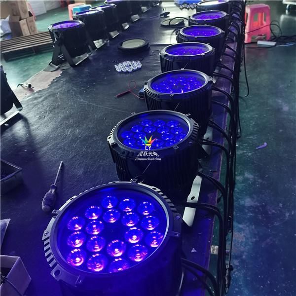 18W Rgbaw UV 18PCS Flat Stage PAR 64 LED Stage Lights