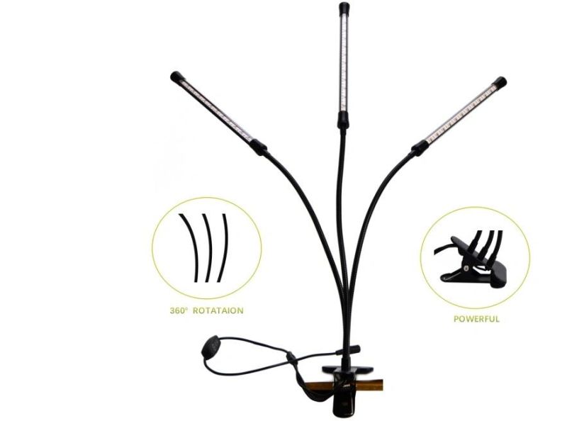 Full Spectrum LED Grow Light 21W for Indoor Plant with 3 Strip Heads