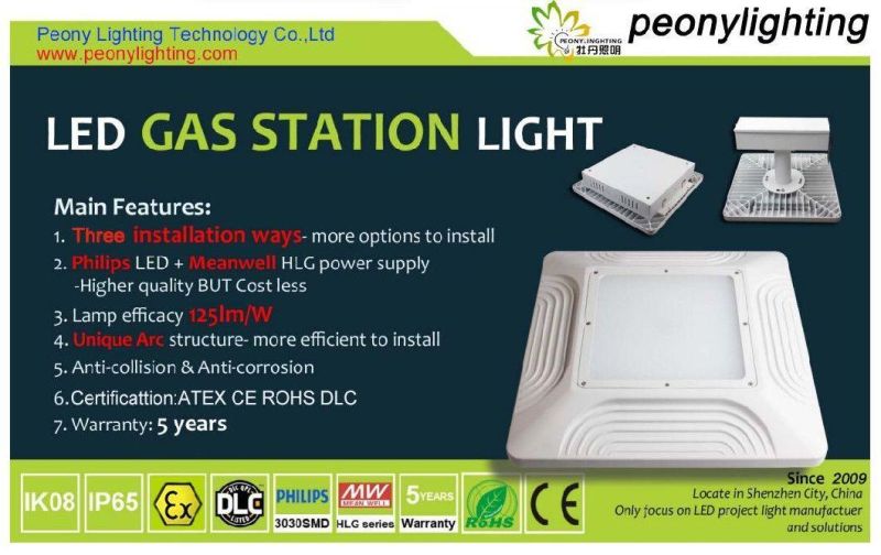 Aluminum IP65 150W LED Gas Station Light, LED Canopy Light, LED Explosion-Proof Light From Shenzhen with Atex Certificate