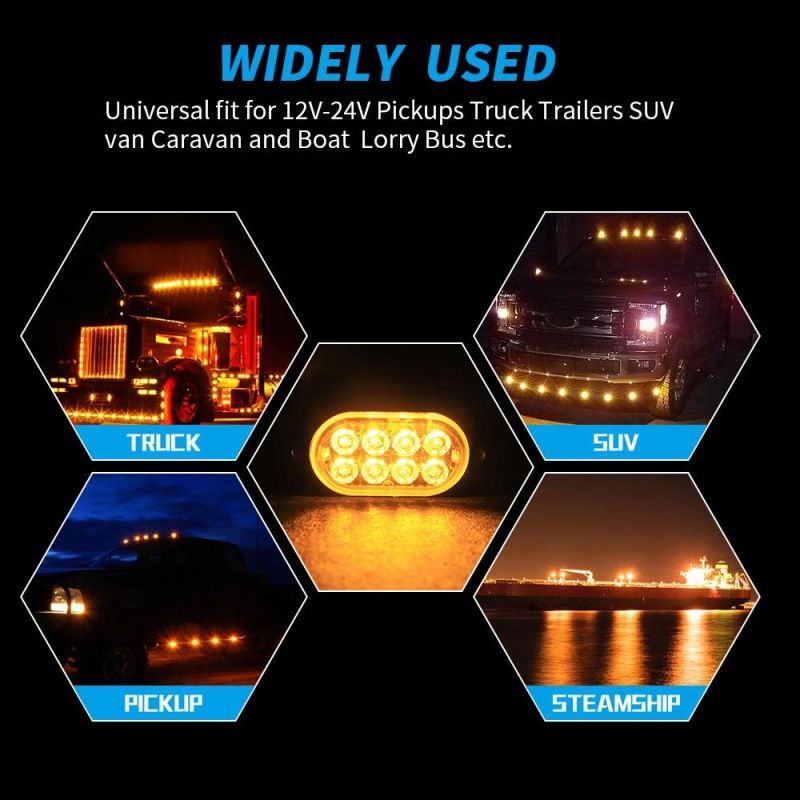 Dxz Auto Emergency Strobe Lights 8LED 24W Surface Mount Amber/White Warning Hazard Flashing Light Bar for Vehicle ATV Truck