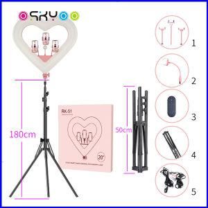 10&quot;18&quot;24&quot;Heart-Shaped LED Mirror RGB Selfie Ring Flash Makeup Lamp