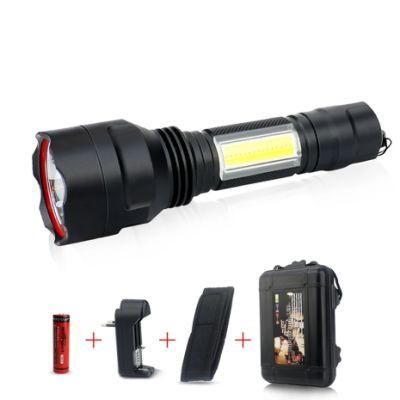 C8-COB LED Flashlight T6 + COB 4 Mode Torch Waterproof Aluminum Lanterna by 18650 Rechargeable for Camping Hiking