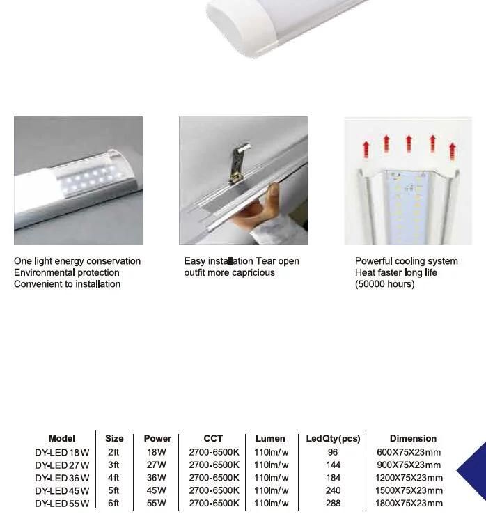 110lm/W LED Batten Light 60cm 90cm 120cm 150cm 180cm Batten Light Fixture