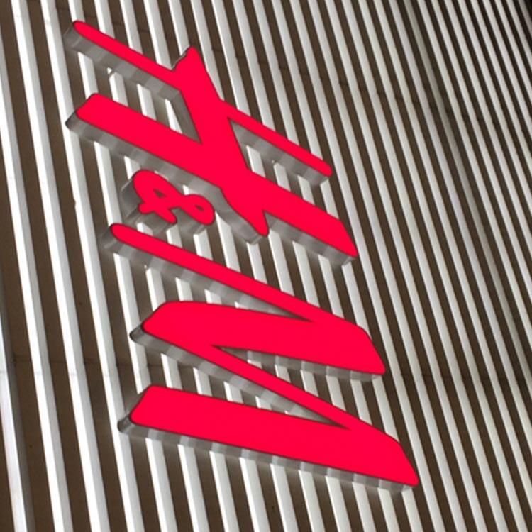 Wall Mounted Clothes Store Advertising Sign Manufacturer Fashion H&M LED Channel Letter