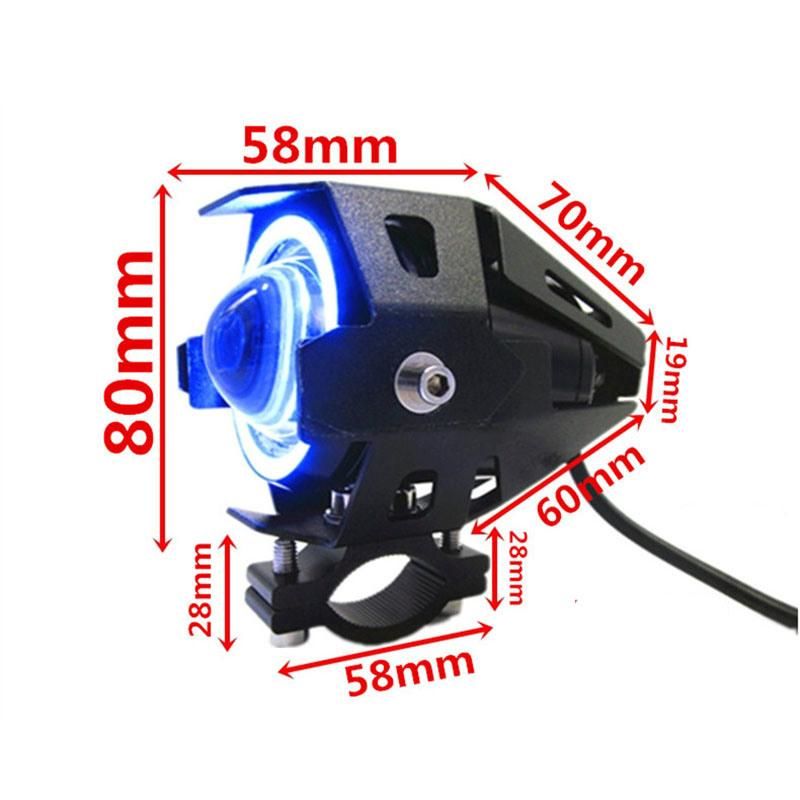U7 2PCS 125W Motorcycle Headlight W/ Angel Eye Devil Eye 3000lm Moto Spotlightled Driving Fog Spot Head Light Decorative Lamp
