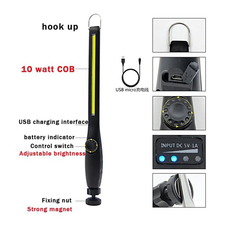 Large Flood Beam Battery Powered Portable COB LED Work Repair Tool Light with Magnetic