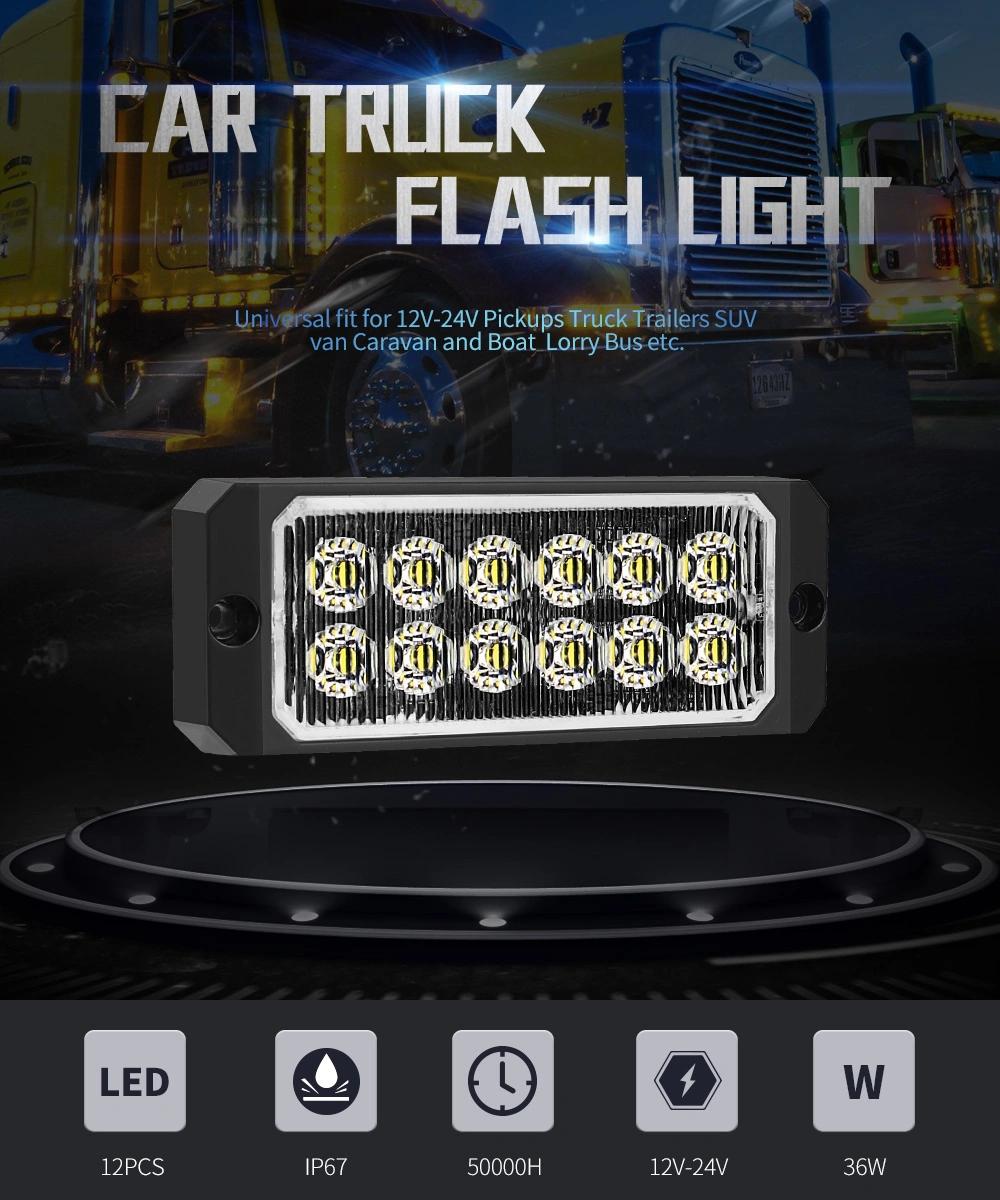 Dxz 12V 24V 12 LED Flash Lamp Vehicle Truck Side Marker Emergency Beacon Lights LED Strobe Warning Light