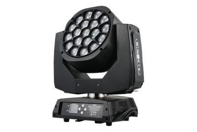 LED Moving Head Light DJ Lighting Uplighter Disco 19PCS*15W LED Bee Eye Zoom Stage Lights