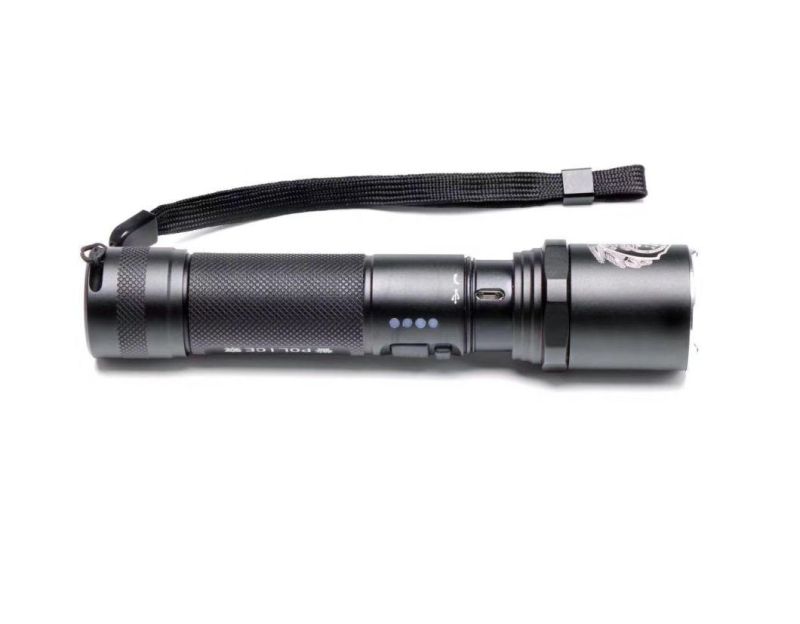 New! High-End Police Flashlight Battery Indicator IP67 USB Charging LED Flashlight