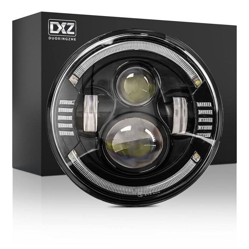 Dxz Light Guide 7 Inch 4LED Headlight H4 H13 DRL for Jeep Wrangler Offroad 45W LED Work Light Auto Parts