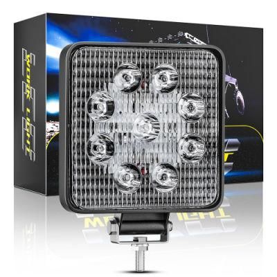 Dxz 4inch 9LED Driving Lamps High Quality 27W 25mm Spot Work Lights Aluminum Square Auto Lights