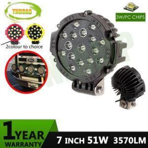 Black 51W 7inch CREE Offroad Round LED Work Driving Light