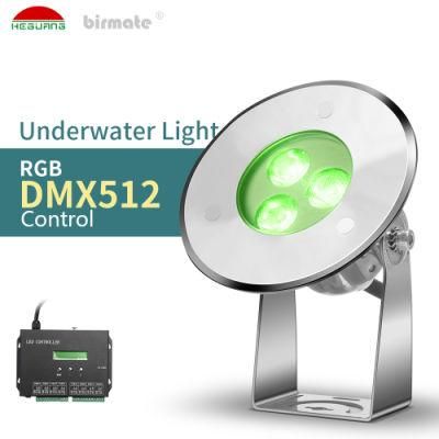 DC24V 3W RGB DMX512 Control Angle Adjustable IP68 316L Stainless Steel LED Lighting
