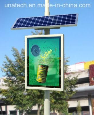 Solar Power Outdoor Street Lamp Pole Advert Banner LED PVC Light Box